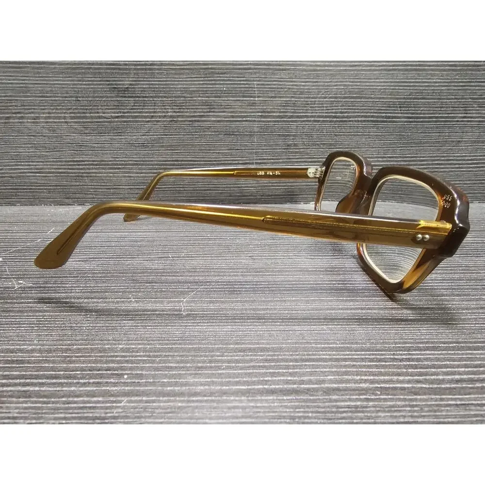 Vintage USS Military GI Issue Brown Eyeglass Frames 50-20 4 1/2-5 3/4 Retro